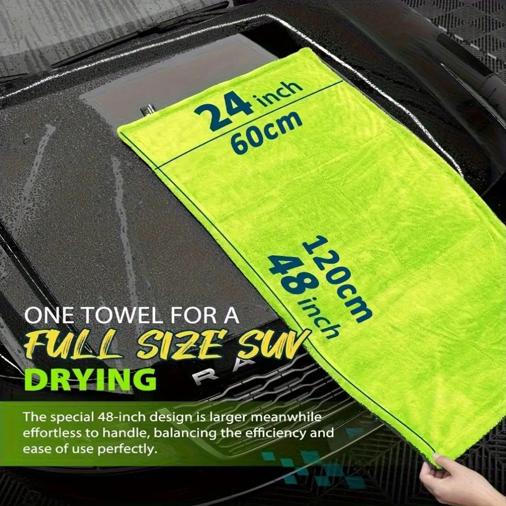 Microfiber Car Drying Towel Super Absorbent - 1400GSMヘビーデューティーSUVトラック乾燥タオル特大48x24インチ両面マイクロファイバークロス吸水性カーウォッシュタオル