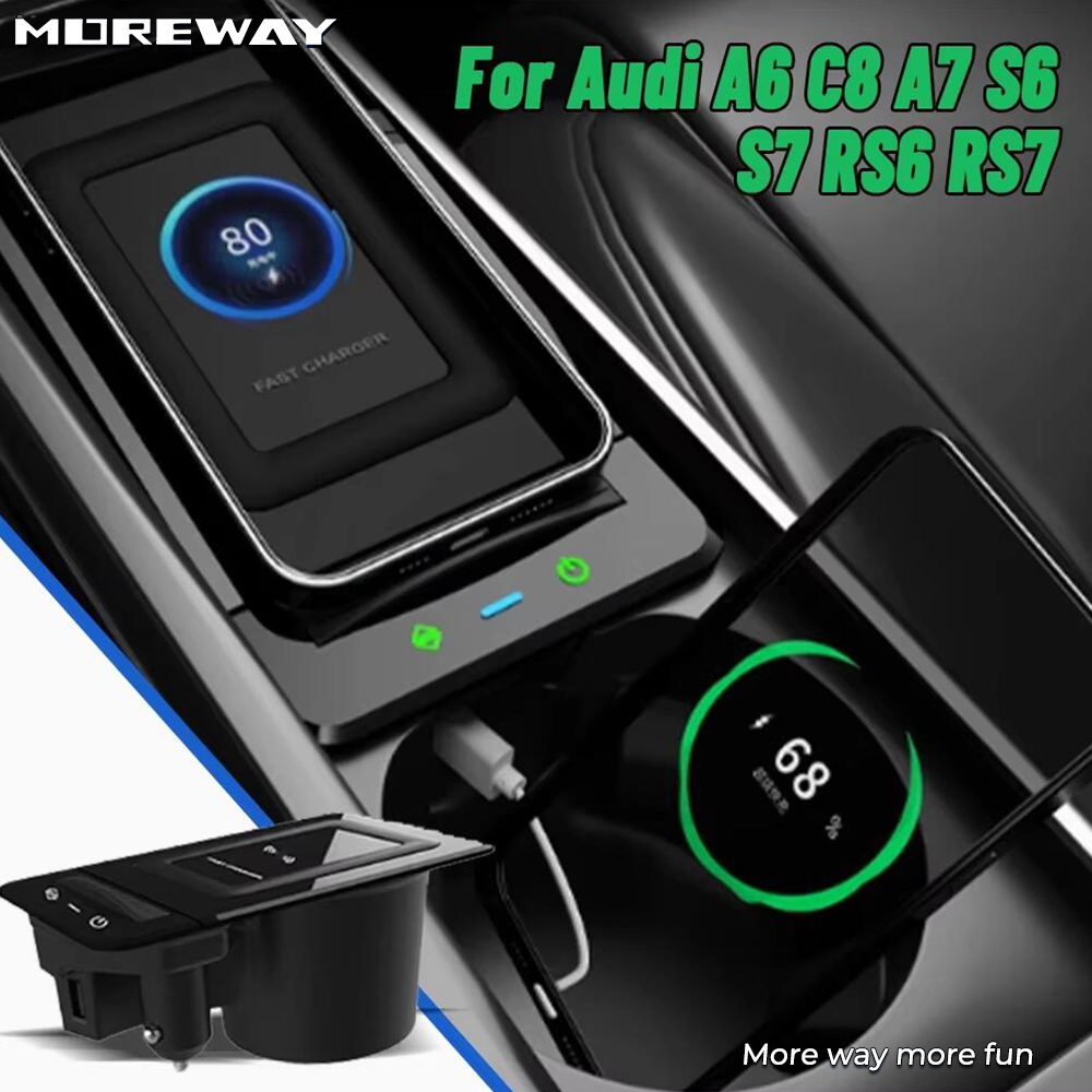 Wireless Car Charger Mount Fast Charging - Morewayスマホホルダーマウント急速充電ワイヤレス充電器 アウディA6 C8 S6 RS6 A7