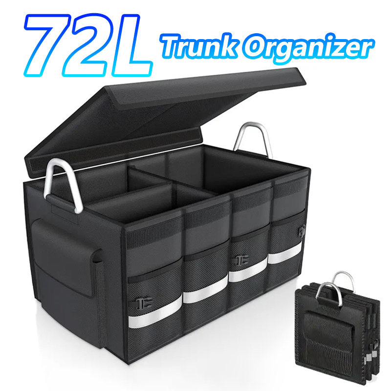 Car Trunk Organizer Foldable Storage Box - ヘビーデューティ 72L トランクオーガナイザー 車用 大容量 折りたたみ式収納ボックス