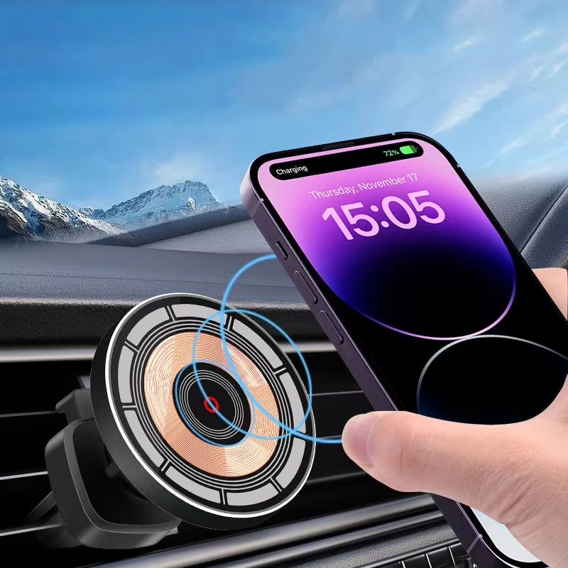 iPhone用、MagSafe対応、車載用磁石式ワイヤレス充 - Wireless Car Charger Mount Fast Charging のレビューと価格