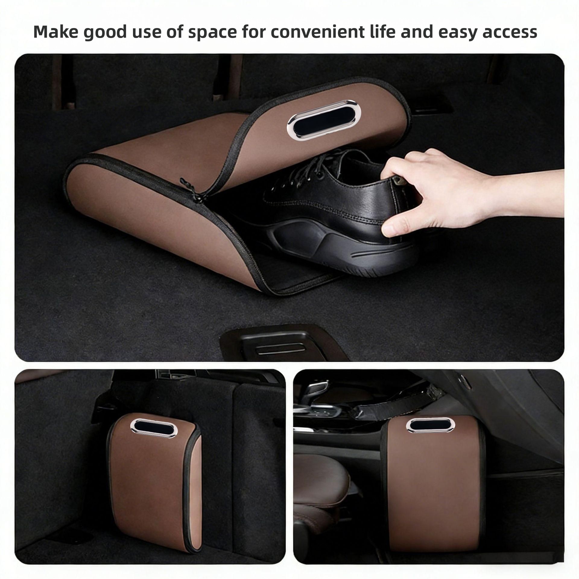 車のトランク用収納バッグ、PUレザー製、大容量、車載用後部座 - Car Trunk Organizer Foldable Storage Box のレビューと価格