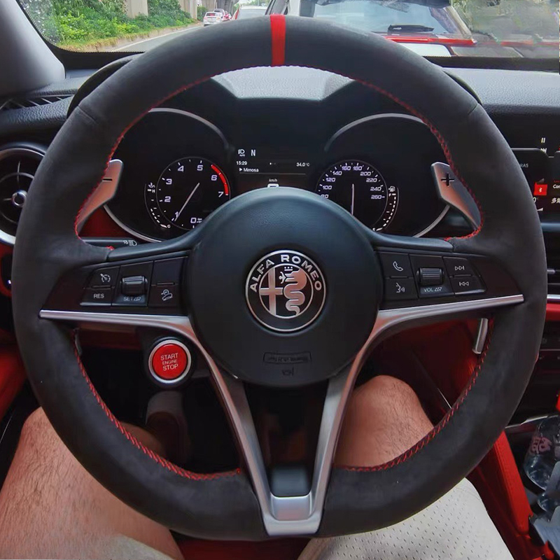 アルファロメオ ジュリア ステルヴィオ 2015-2018用 - Car Steering Wheel Cover Anti Slip Breathable のレビューと価格