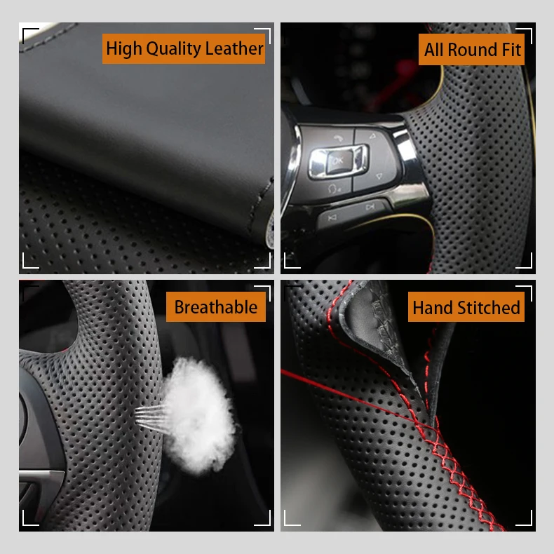 ジャガーXFL XE XJL F-PACE XKR用ハンドル - Car Steering Wheel Cover Anti Slip Breathable のレビューと価格