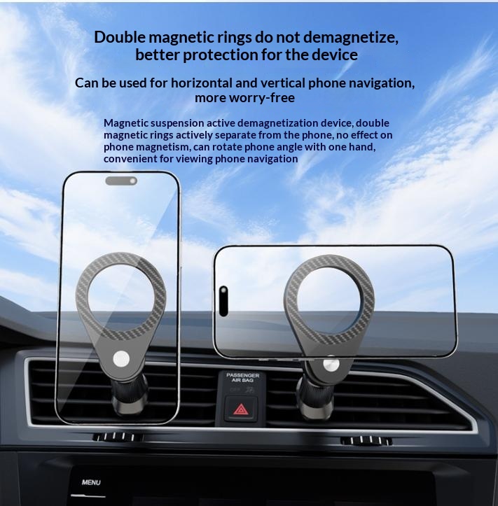 新品 1個入り カーボンファイバー製 磁石式 車載用スマホホ - Magnetic Phone Holder For Car Vent のレビューと価格