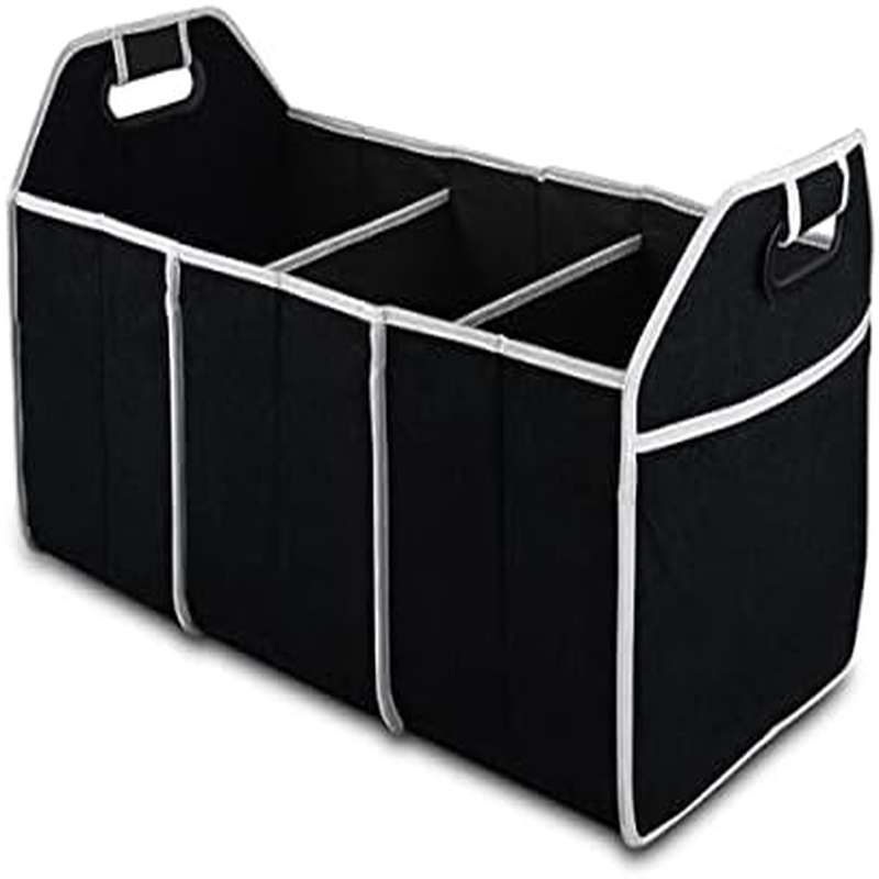 ポータブル3コンパートメント折りたたみ式カートランクオーガナ - Car Trunk Organizer Foldable Storage Box のレビューと価格