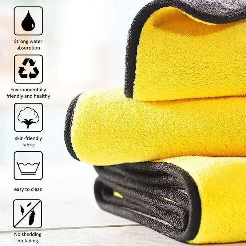 マイクロファイバー洗車用クリーニングクロス 厚手両面オートデ - Microfiber Car Drying Towel Super Absorbent のレビューと価格