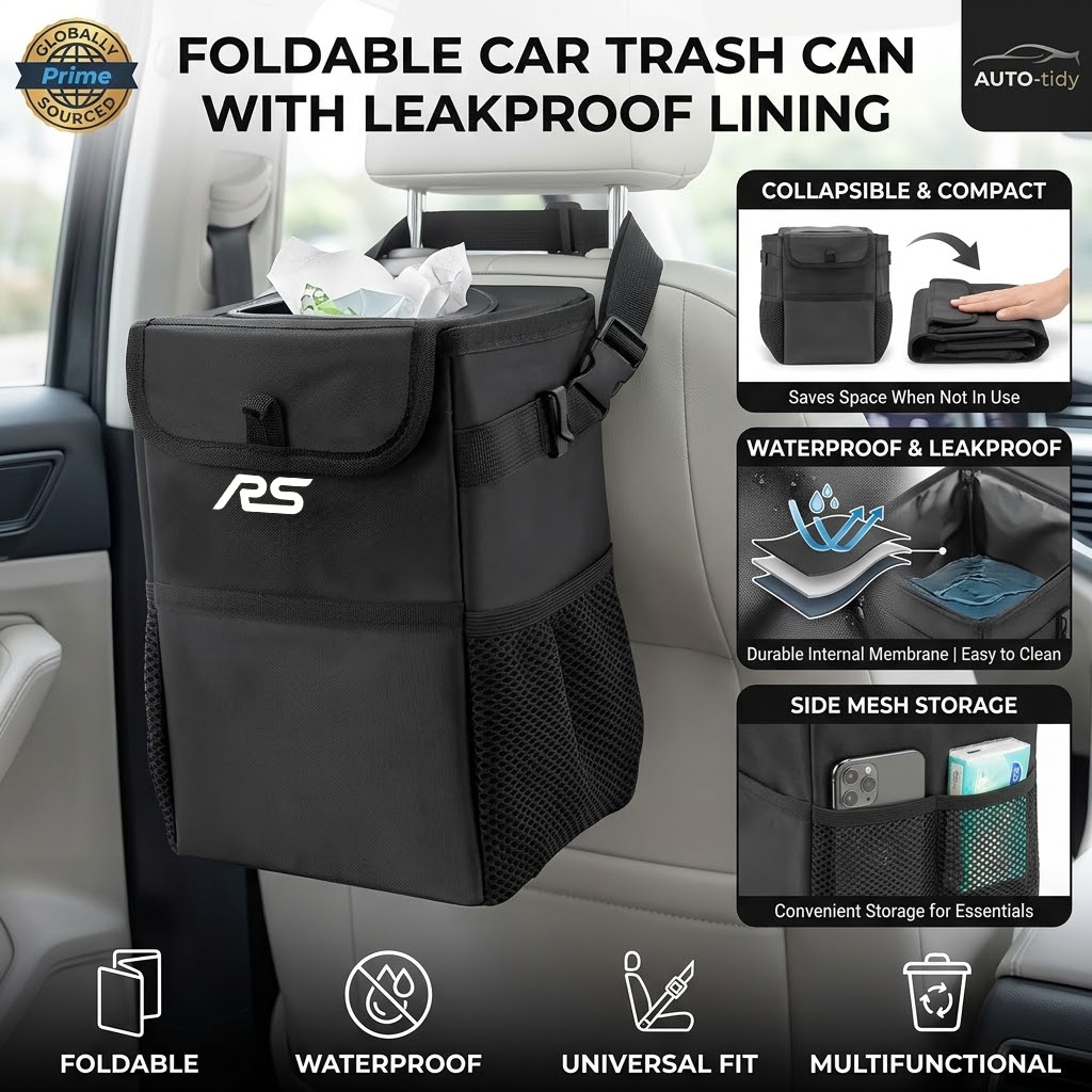 折りたたみ式で持ち運び可能な、漏れ防止・防水機能付きの車載用 - Waterproof Car Trash Can With Lid のレビューと価格