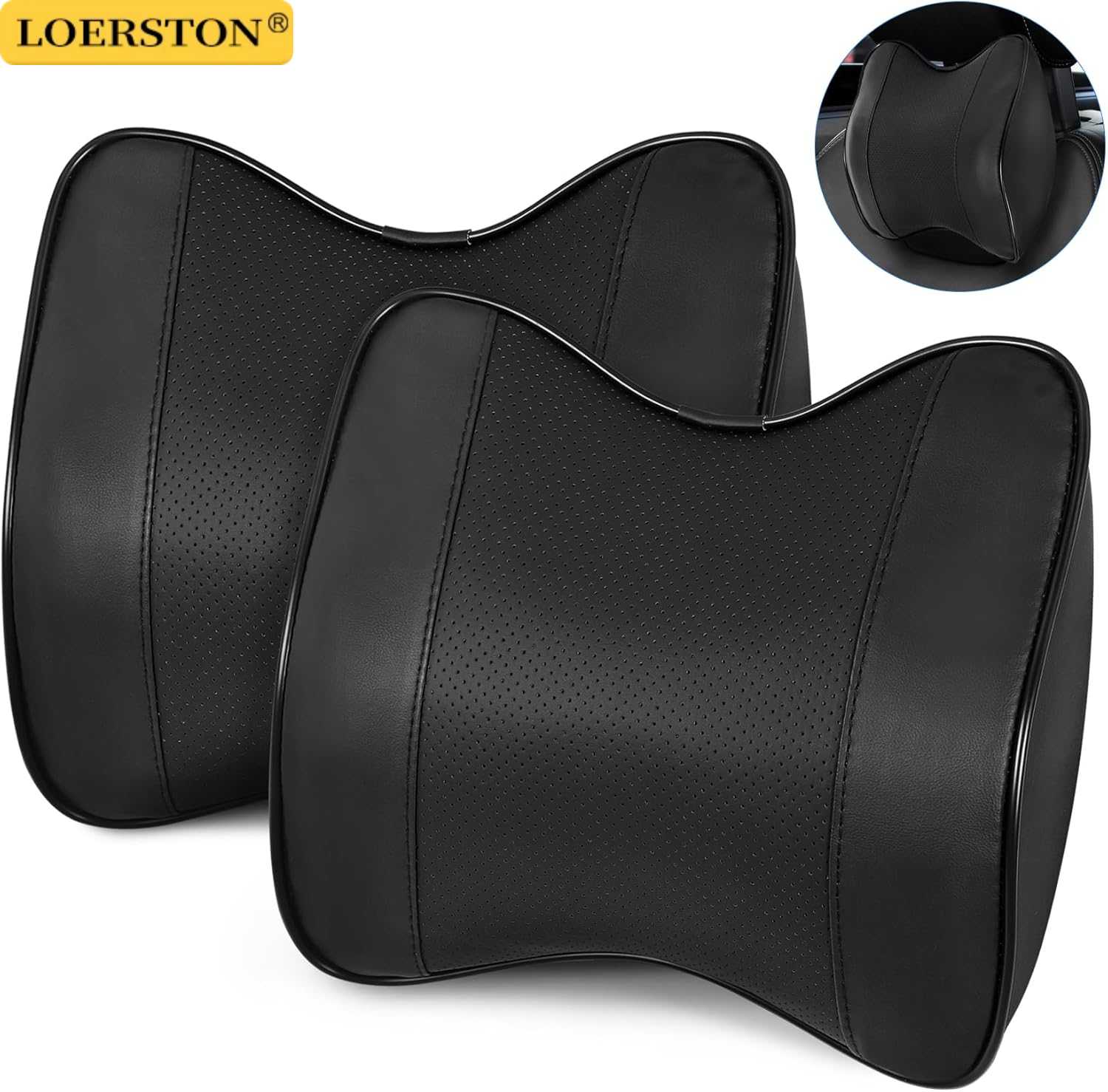車用ネックヘッドレストピロー、通気性メモリーフォーム低反発ガ - Memory Foam Car Neck Pillow Lumbar Support のレビューと価格