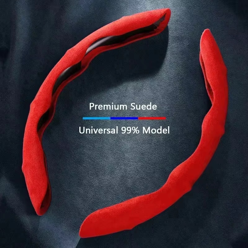 スエードレザー製ステアリングホイールカバー 38cm。車のス - Car Steering Wheel Cover Anti Slip Breathable のレビューと価格