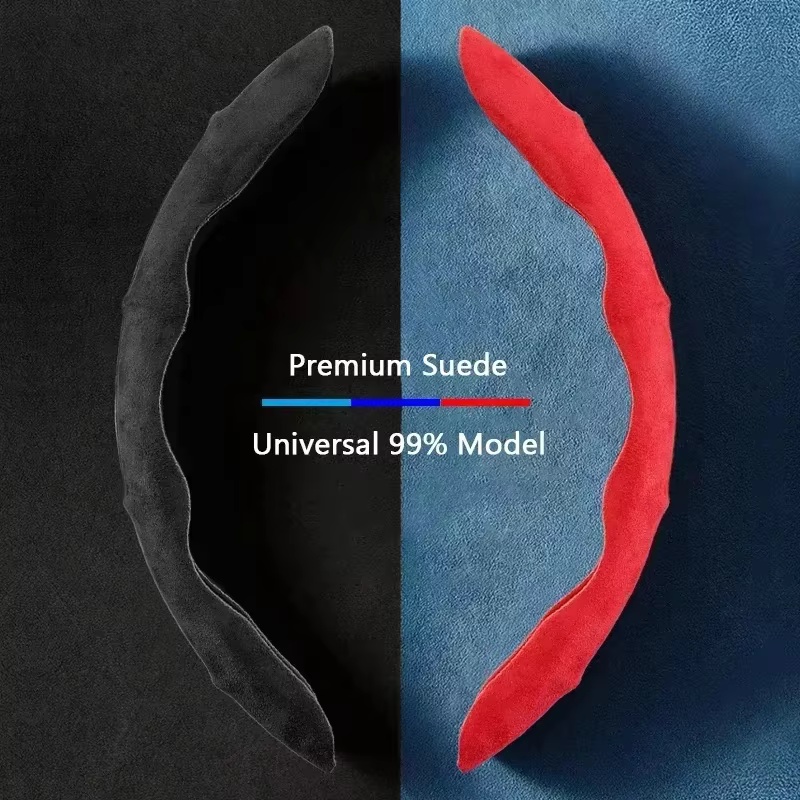 スエードレザー製ステアリングホイールカバー 38cm。車のス - Car Steering Wheel Cover Anti Slip Breathable のレビューと価格