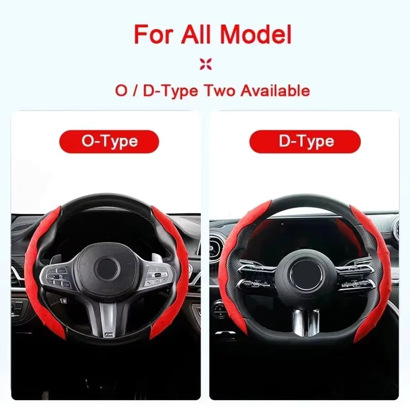 スエードレザー製ステアリングホイールカバー 38cm。車のス - Car Steering Wheel Cover Anti Slip Breathable のレビューと価格