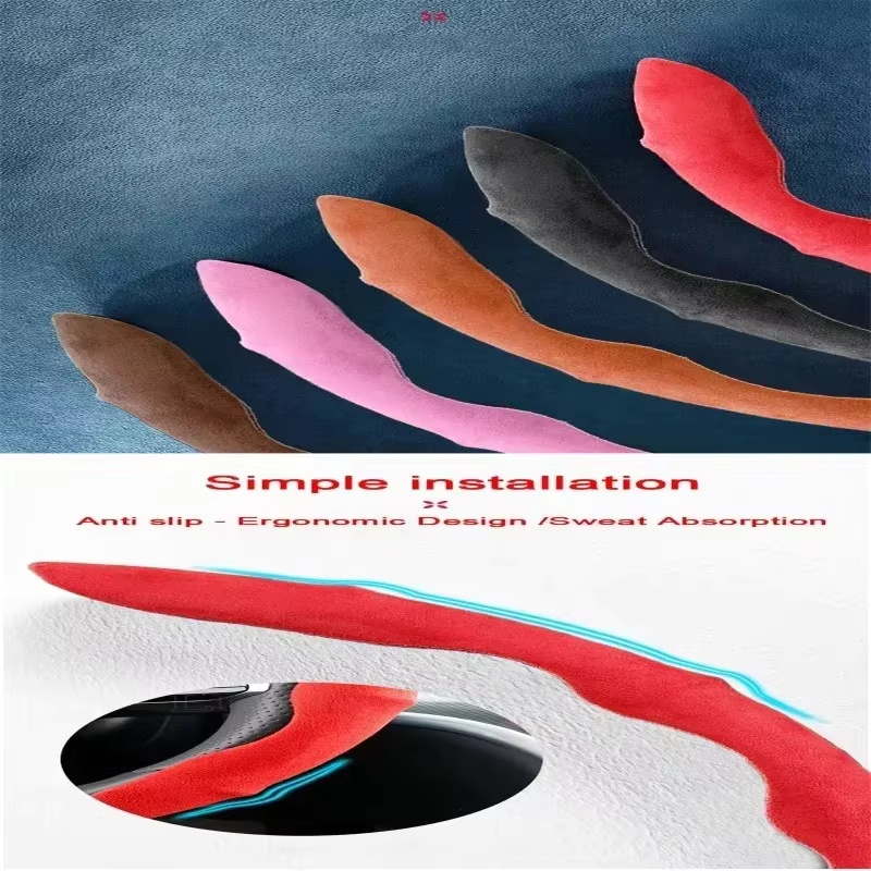 スエードレザー製ステアリングホイールカバー 38cm。車のス - Car Steering Wheel Cover Anti Slip Breathable のレビューと価格