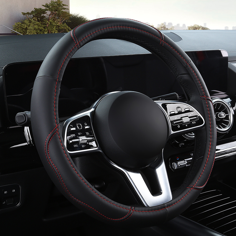 車の滑り止めレザーステアリングホイールカバーユニバーサル車の - Car Steering Wheel Cover Anti Slip Breathable のレビューと価格