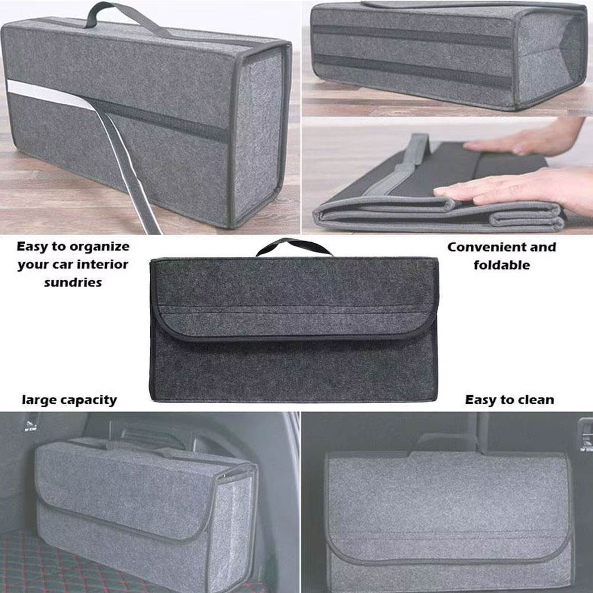 車のトランクオーガナイザー収納片付けコンテナバッグポータブル - Car Trunk Organizer Foldable Storage Box のレビューと価格