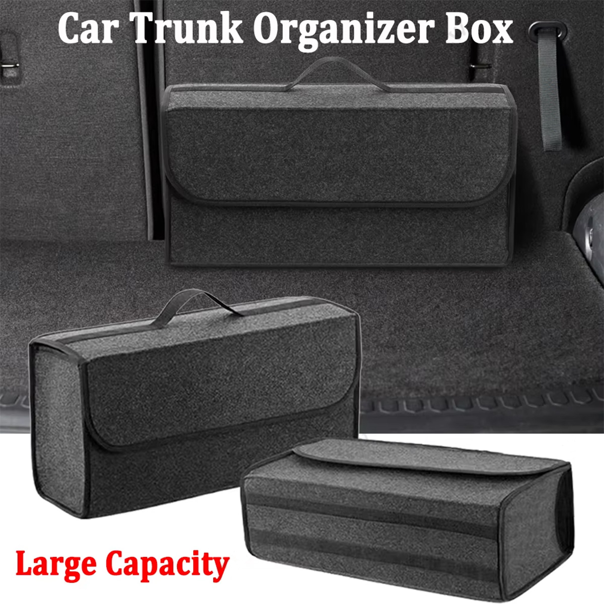 車のトランクオーガナイザー収納片付けコンテナバッグポータブル - Car Trunk Organizer Foldable Storage Box のレビューと価格
