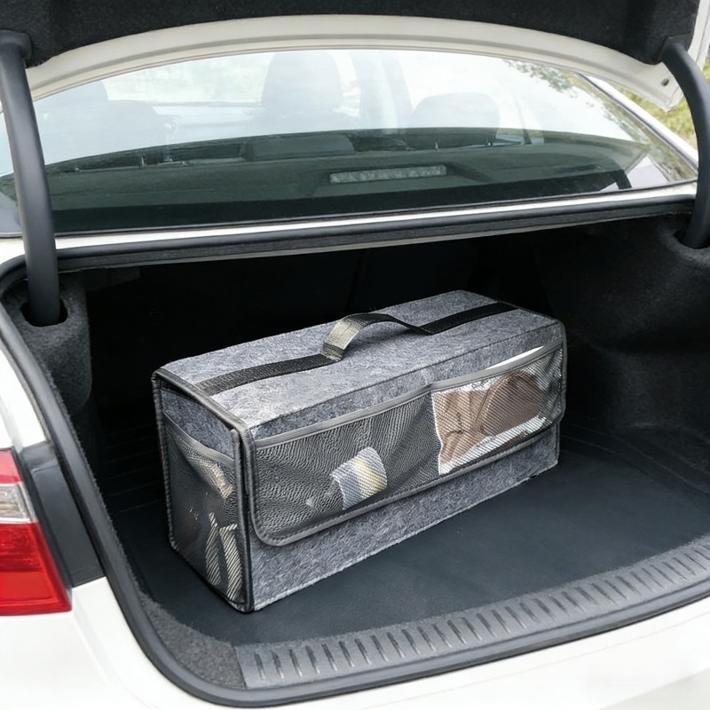 フェルト製カートランクオーガナイザー（外側ポケット4つ付き） - Car Trunk Organizer Foldable Storage Box のレビューと価格