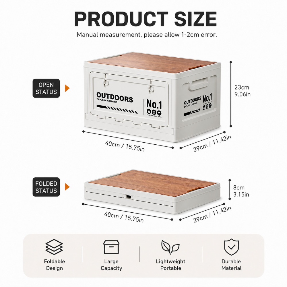 木製蓋付き折りたたみ式収納ボックス、26.7L大容量サイドオ - Car Trunk Organizer Foldable Storage Box のレビューと価格