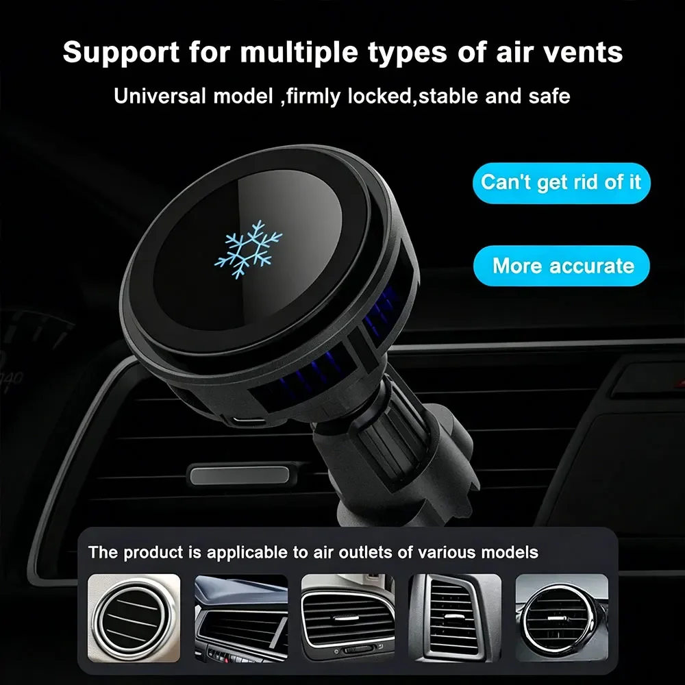 15W急速冷却磁石式ワイヤレス車載充電器。iPhone 12 - Magnetic Phone Holder For Car Vent のレビューと価格