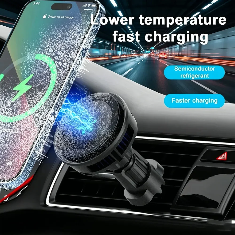15W急速冷却磁石式ワイヤレス車載充電器。iPhone 12 - Magnetic Phone Holder For Car Vent のレビューと価格