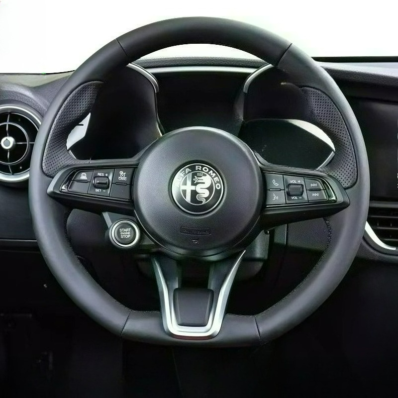 手縫いリノベーション滑り止め耐摩耗性ブラックレザーカーステア - Car Steering Wheel Cover Anti Slip Breathable のレビューと価格