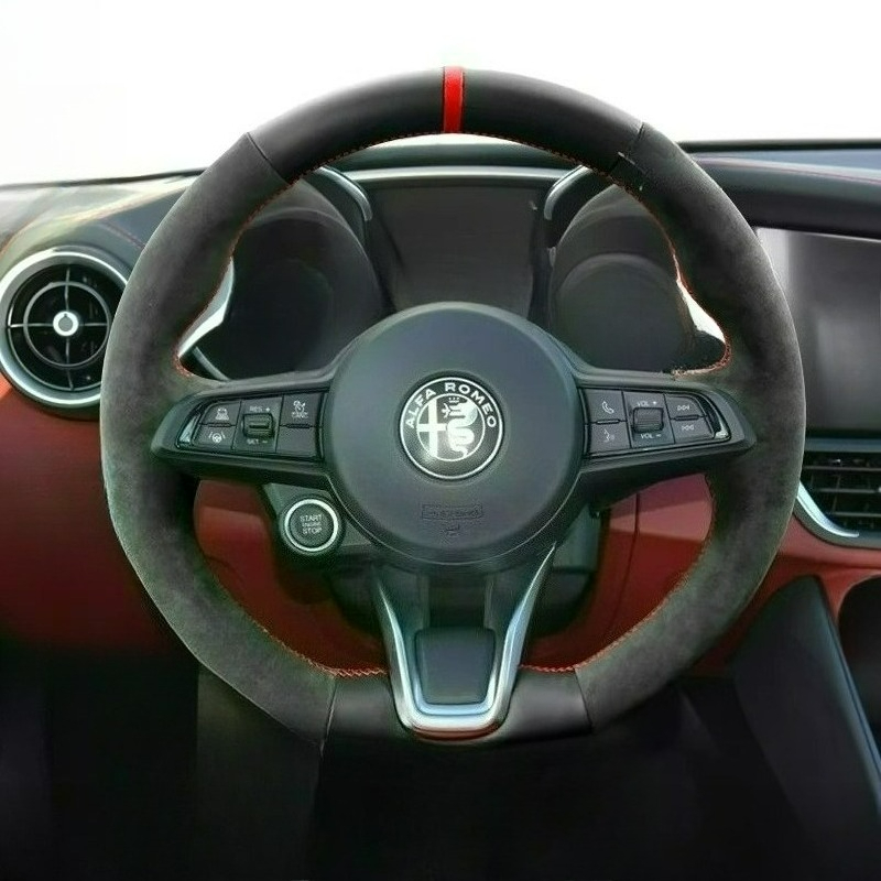 手縫いリノベーション滑り止め耐摩耗性ブラックレザーカーステア - Car Steering Wheel Cover Anti Slip Breathable のレビューと価格