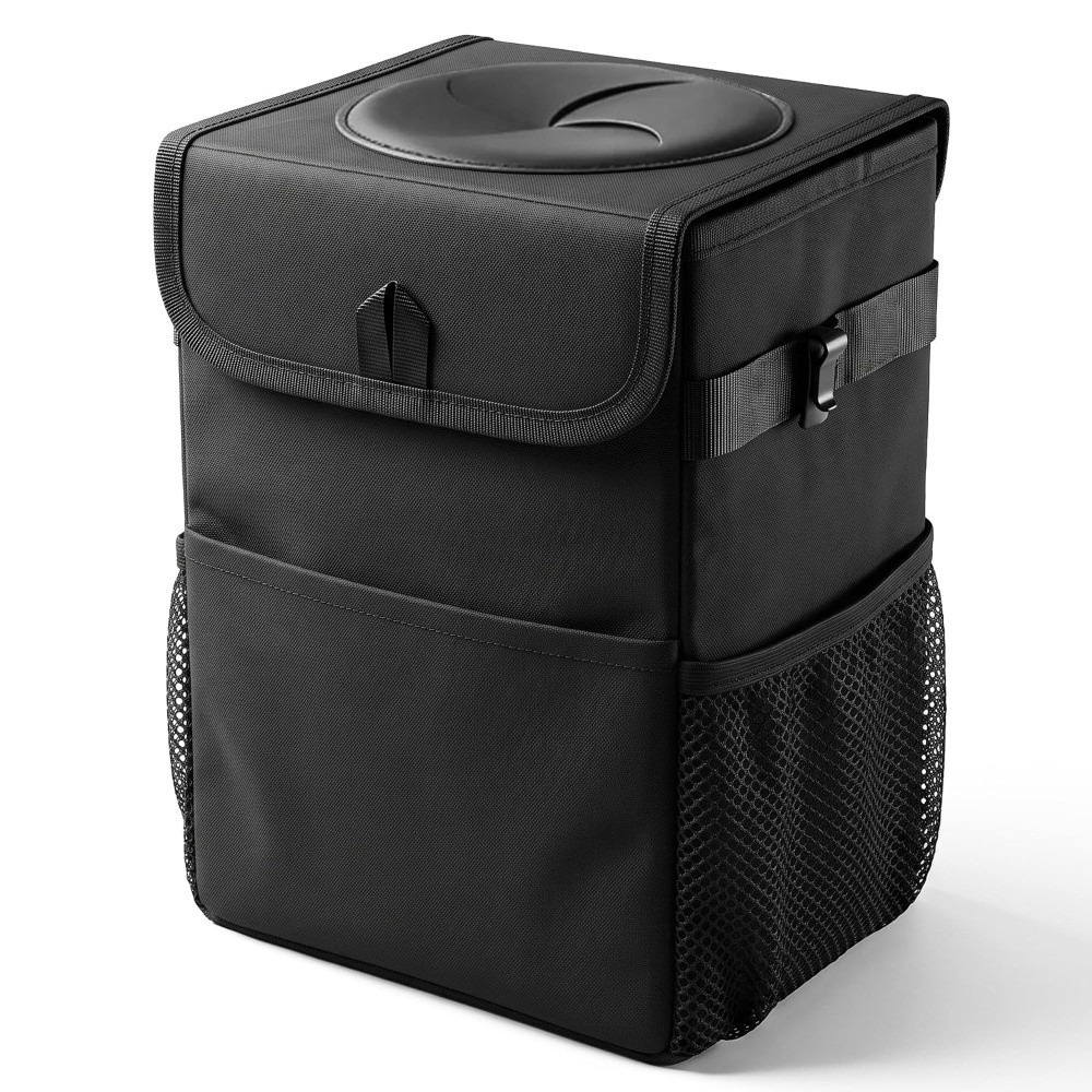 折りたたみ式の蓋付き車載用ゴミ箱。収納ポケット付き。吊り下げ - Waterproof Car Trash Can With Lid のレビューと価格